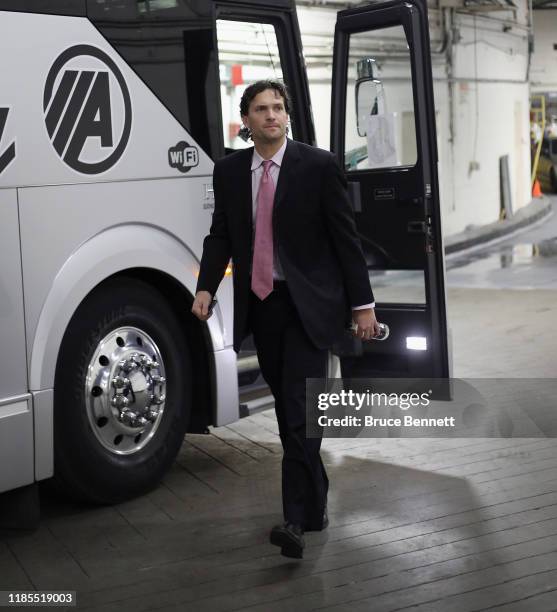 Ron Hainsey of the Ottawa Senators arrives for the game against the New York Rangers at Madison Square Garden on November 04, 2019 in New York City.