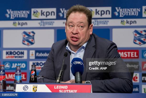 Trainer / coach Leonid Slutskiy of Vitesse during the Dutch Eredivisie match between sc Heerenveen and Vitesse Arnhem at Abe Lenstra Stadium on...