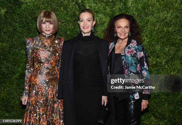 Anna Wintour, Marta Ortega and Diane von Furstenberg attend the CFDA / Vogue Fashion Fund 2019 Awards at Cipriani South Street on November 04, 2019...