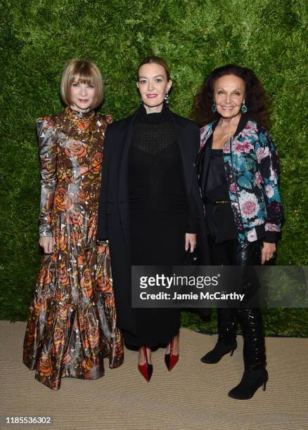 Anna Wintour, Marta Ortega and Diane von Furstenberg attend the CFDA / Vogue Fashion Fund 2019 Awards at Cipriani South Street on November 04, 2019...