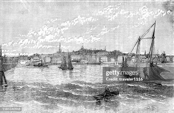 boston - boston harbor stock illustrations