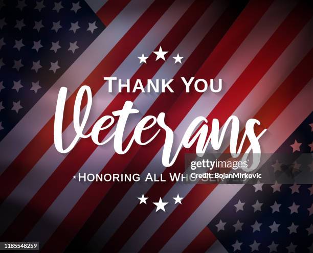 veterans day, thank you, poster. honoring all who served. vector - military font stock illustrations