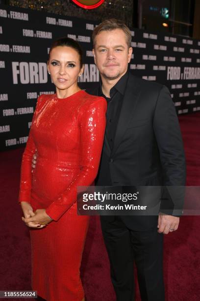 Luciana Damon and Matt Damon attend the Premiere of FOX's "Ford V Ferrari" at TCL Chinese Theatre on November 04, 2019 in Hollywood, California.