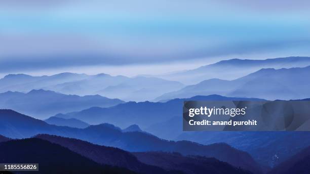 background abstract misty mountain range colourful wallpaper digital art gradiant pastel dramatic backdrop - uttarakhand stock pictures, royalty-free photos & images