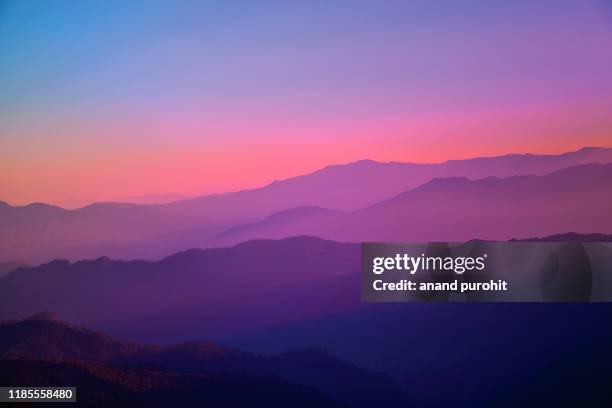 background abstract misty mountain range colourful wallpaper digital art gradiant pastel dramatic backdrop - around the world background stock pictures, royalty-free photos & images