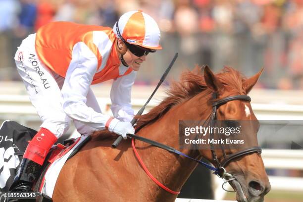 Craig Williams on Vow And Declare wins race 7 the Lexus Melbourne Cup during 2019 Melbourne Cup Day at Flemington Racecourse on November 05, 2019 in...