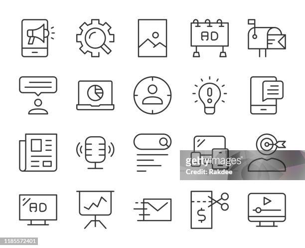 marketing - light line icons - poster stock-grafiken, -clipart, -cartoons und -symbole
