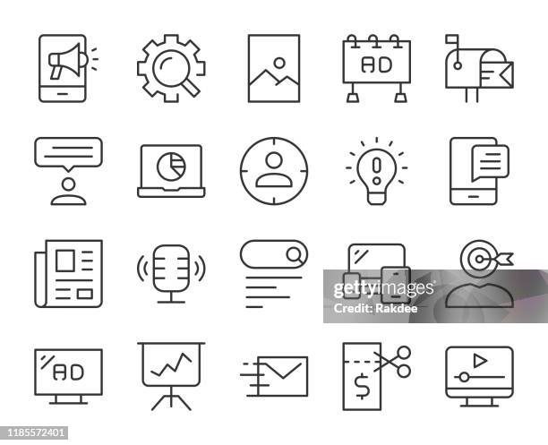 ilustrações de stock, clip art, desenhos animados e ícones de marketing - light line icons - mercado alvo