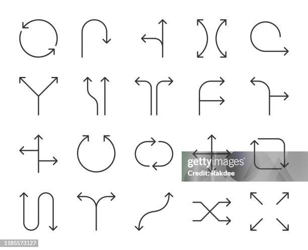 direction - light line icons - intersection traffic stock illustrations