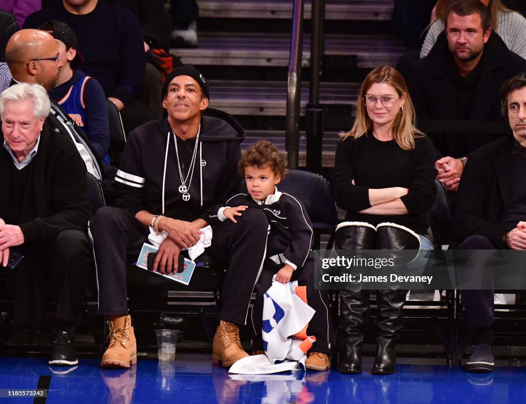 Celebrities Attend Philadelphia 76ers v New York Knicks Game
