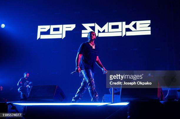 Pop Smoke performs at Olympia London on November 29, 2019 in London, England.