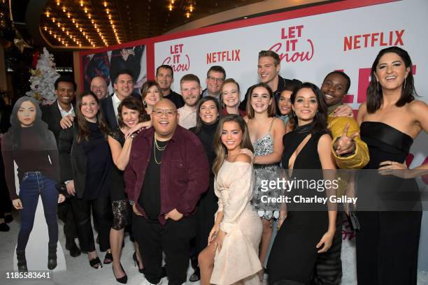 Cast, crew, producers and executives attend Netflix "Let It Snow" Los Angeles premiere on November 04, 2019 in Los Angeles, California.