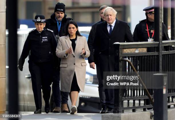 British Prime Minister Boris Johnson, Home Secretary Priti Patel, London police chief commissioner Cressida Dick and City of London commissioner Ian...