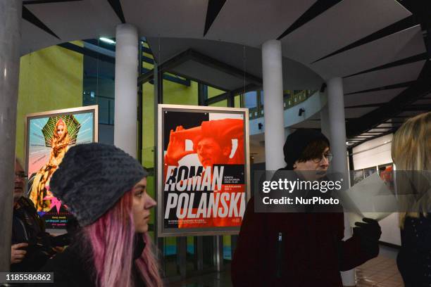 Group of young activists organized a protest in 'Solidarity Against The Rape Culture In The Film Industry' at the Polish National Film School in...