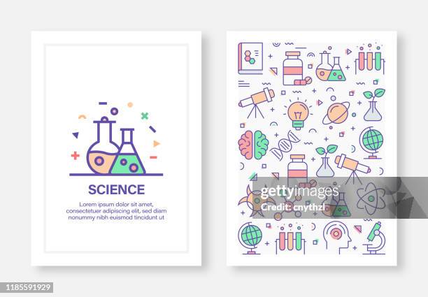 science concept line style cover design for annual report, flyer, brochure. - laboratory background stock illustrations