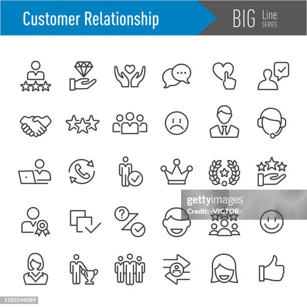 customer relationship icons - big line series - loyalty stock illustrations