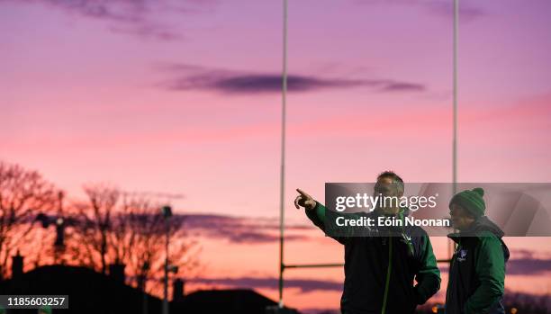 Galway , Ireland - 30 November 2019; Connacht head coach Andy Friend, right, with forwards coach Jimmy Duffy prior to the Guinness PRO14 Round 7...