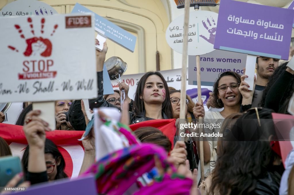 Tunisians march against violence towards women