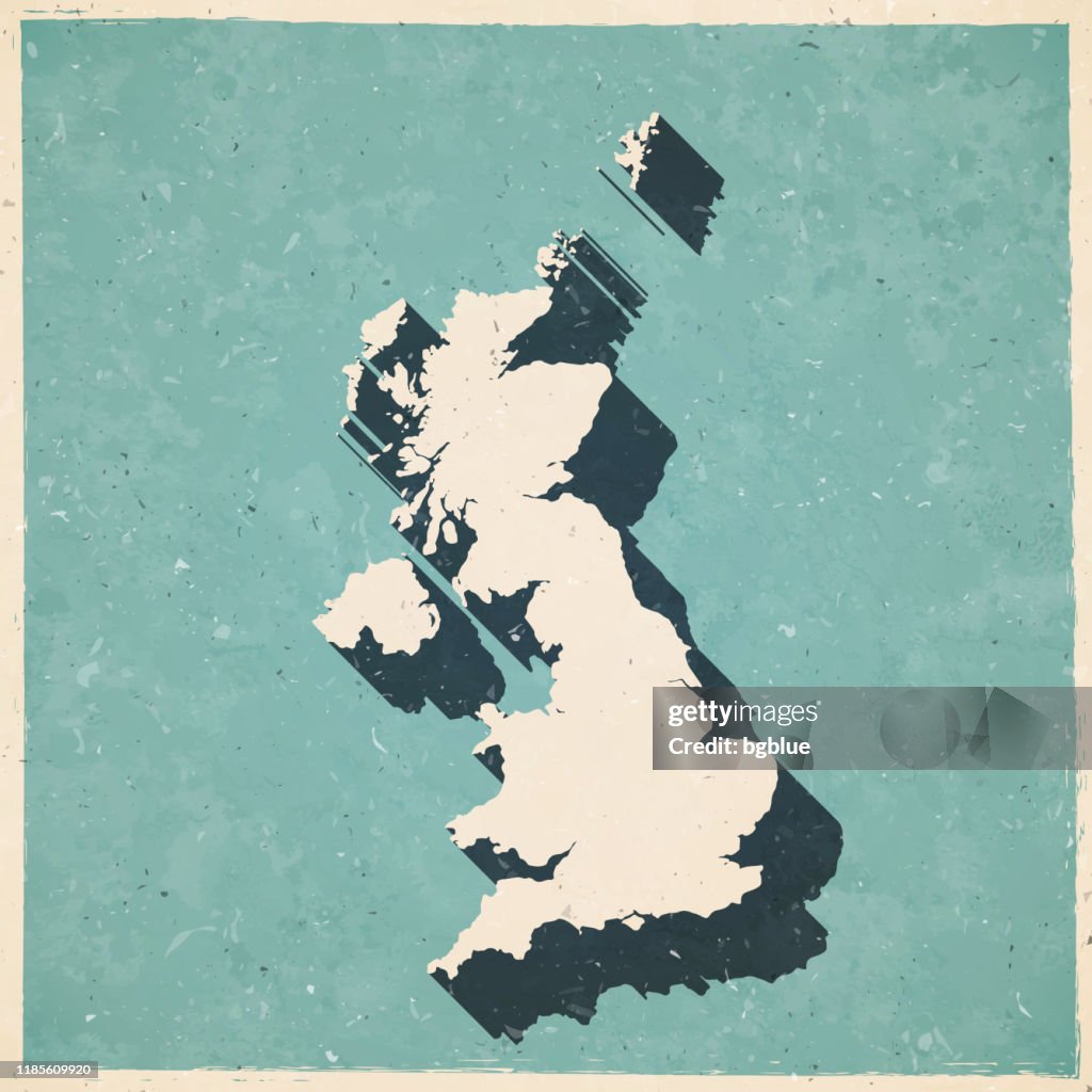 United Kingdom Map In Retro Vintage Style Old Textured Paper High-Res ...