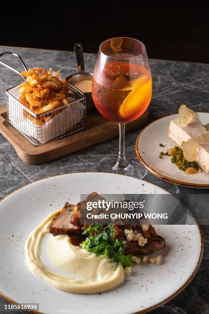 fine dinner - dark marble table stock pictures, royalty-free photos & images