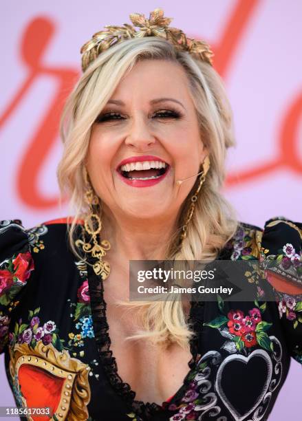 Angela Bishop attends Melbourne Cup Day at Flemington Racecourse on November 05, 2019 in Melbourne, Australia.