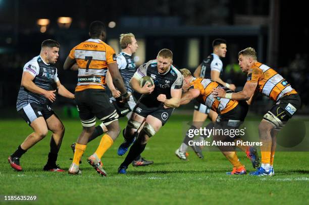 Bradley Davies of Ospreys in action during the Guinness Pro 14 Round 7 match between Ospreys and Cheetahs at The Gnoll on November 30, 2019 in Neath,...