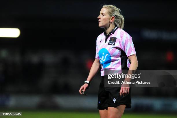 Referee Joy Neville in action during the Guinness Pro 14 Round 7 match between Ospreys and Cheetahs at The Gnoll on November 30, 2019 in Neath, Wales.