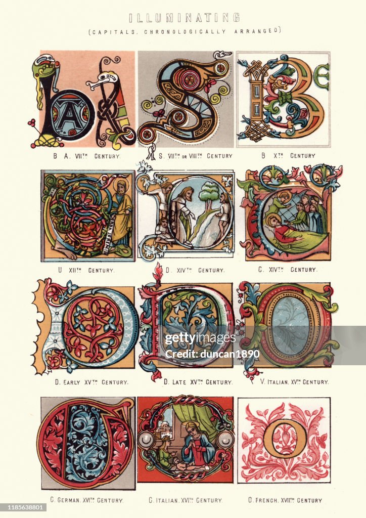 Examples Of Medieval Illuminated Capital Letters High-Res Vector