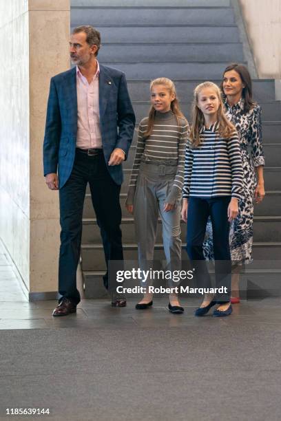 King Felipe VI of Spain, Infanta Sofia de Borbon, Princess Leonor de Borbon and Queen Letizia of Spain attend the El Talento Atrae Al Talento held at...