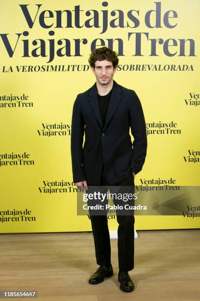 Spanish actor Quim Gutierrez attends "Ventajas De Viajar En Tren" phoocall at Urso Hotel on November 05, 2019 in Madrid, Spain.