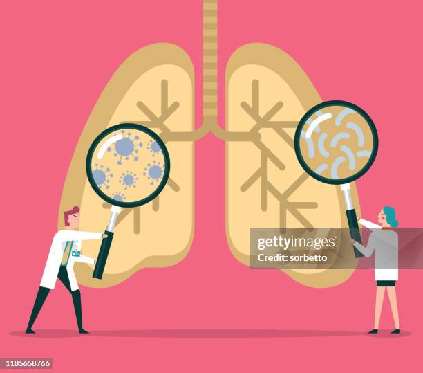bacteria and viruses on human lungs - bronchitis stock illustrations