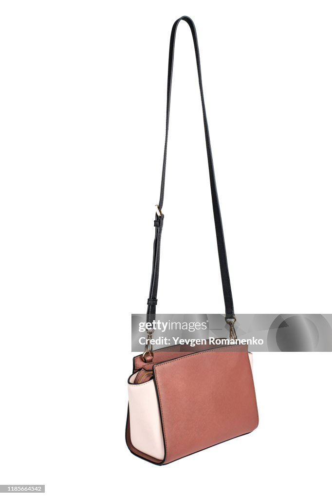 Brown Leather Women's purse on white background