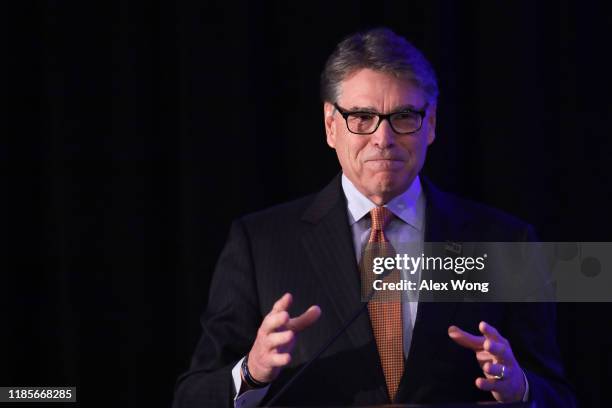 Secretary of Energy Rick Perry speaks during a National Security Commission on Artificial Intelligence conference November 5, 2019 in Washington, DC....