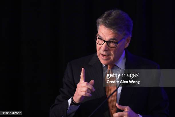 Secretary of Energy Rick Perry speaks during a National Security Commission on Artificial Intelligence conference November 5, 2019 in Washington, DC....