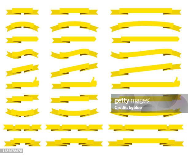 Yellow Ribbons Pattern Set Of Yellow Ribbons Banners Design Elements On White Background High ...