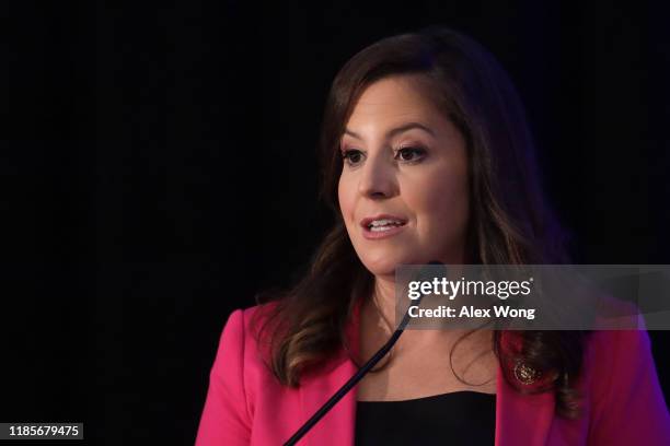 Rep. Elise Stefanik speaks during a National Security Commission on Artificial Intelligence conference November 5, 2019 in Washington, DC. The...