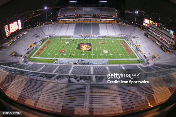 Wide view of Sun Devil Stadium before the college football game between the Arizona Wildcats and the Arizona State Sun Devils on November 30, 2019 at...