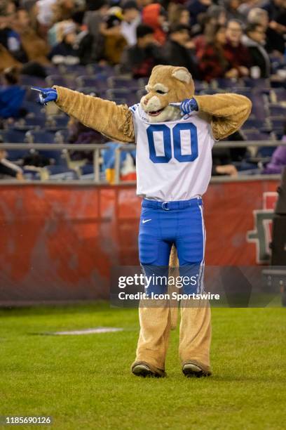 Brigham Young Cougars mascot during a college football game between the Brigham Young Cougars and the San Diego State University Aztecs on November...