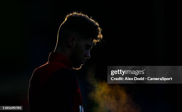 Middlesbrough's Hayden Hackney warms up during the Sky Bet Championship match between Leeds United and Middlesbrough at Elland Road on November 30,...