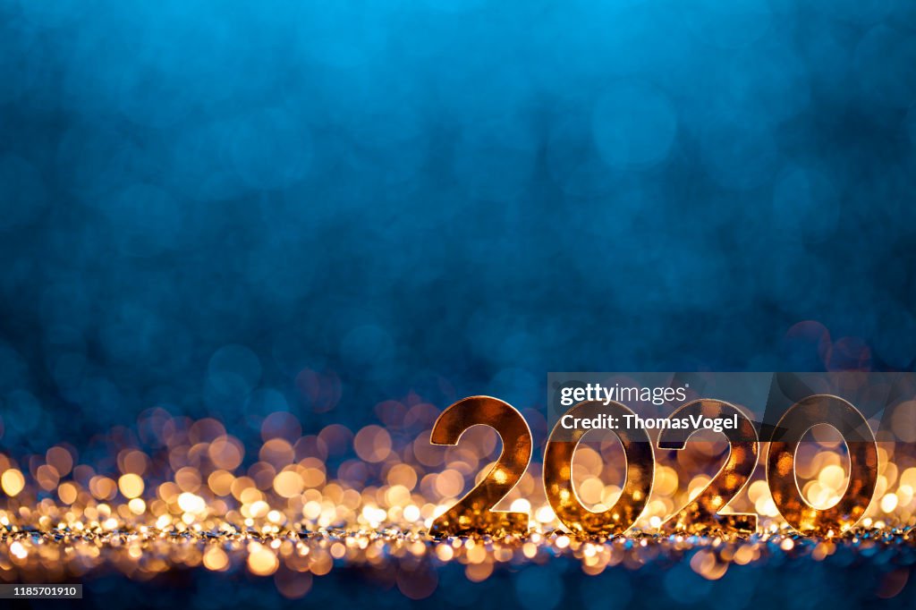 New Year Christmas Decoration 2020 - Gold Blue Party Celebration