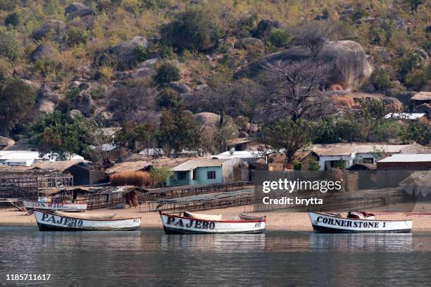 fishing village, lake malawi - lake malawi stock pictures, royalty-free photos & images