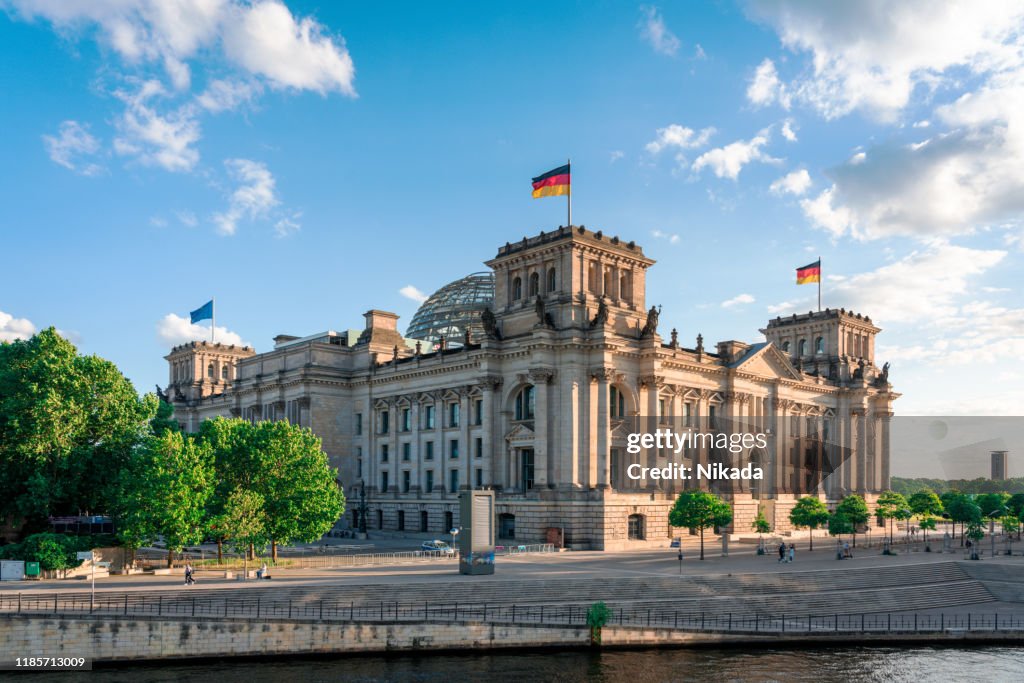 Reichstag and government district in Berlin, Germany