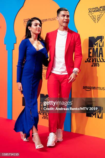 Georgina Rodriguez and Cristiano Ronaldo attend the MTV EMAs 2019 at FIBES Conference and Exhibition Centre on November 03, 2019 in Seville, Spain.