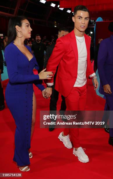 Georgina Rodriguez and Cristiano Ronaldo attend the MTV EMAs 2019 at FIBES Conference and Exhibition Centre on November 03, 2019 in Seville, Spain.