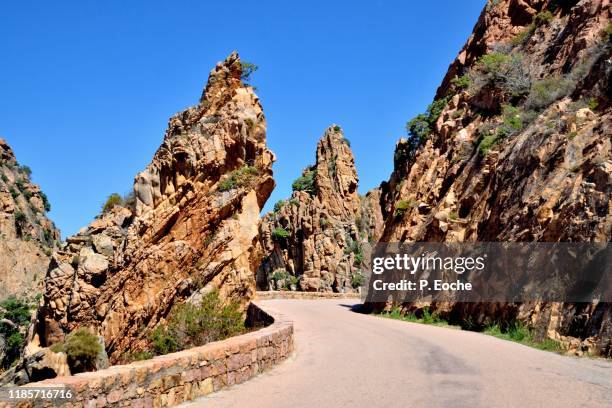 corse, the creeks of piana (in corsican language calanche di piana) on the list of the world heritage of unesco - calanques de piana stockfoto's en -beelden