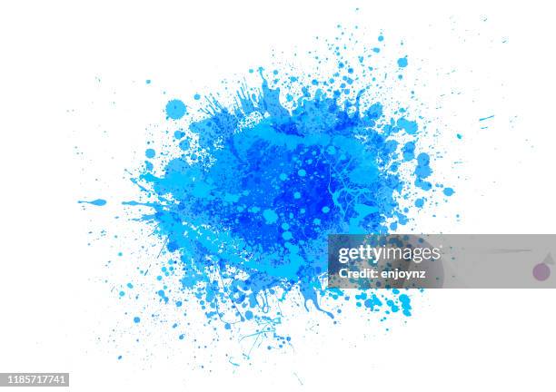 stockillustraties, clipart, cartoons en iconen met blauwe verf splash - water explosion