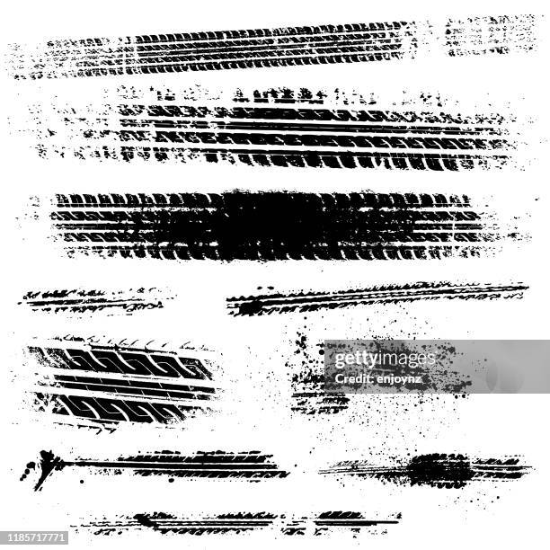 schmutzige reifenspuren lager-illustration - reifenspur stock-grafiken, -clipart, -cartoons und -symbole