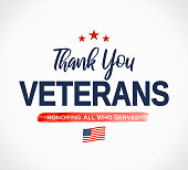 Thank You Veterans card. Honoring all who served. Veterans day. Vector
