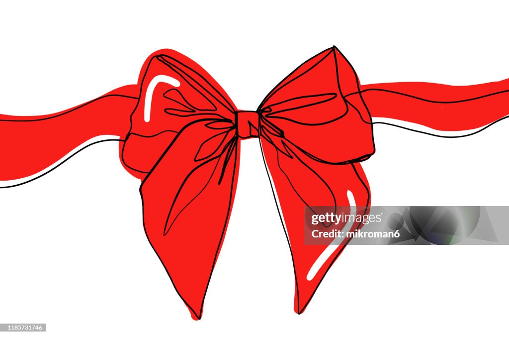 Single line drawing of a ribbon