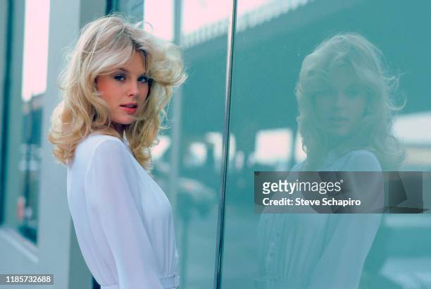 Portrait of Canadian actress Dorothy Stratten on the set of the film 'They All Laughed' , New York, New York, 1980.